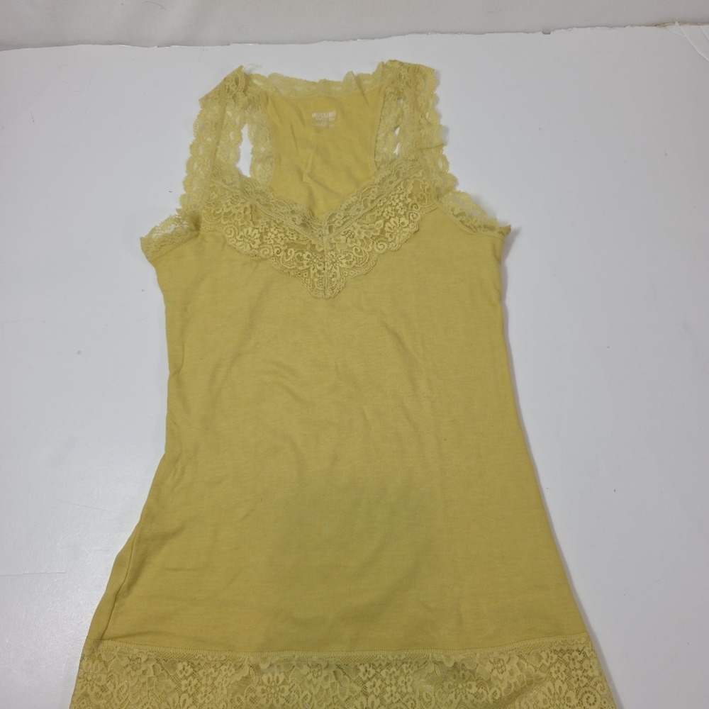Mossimo Y2K Lace Trim Tank Top V-Neck Fairycore Bella Swan Yellow Large